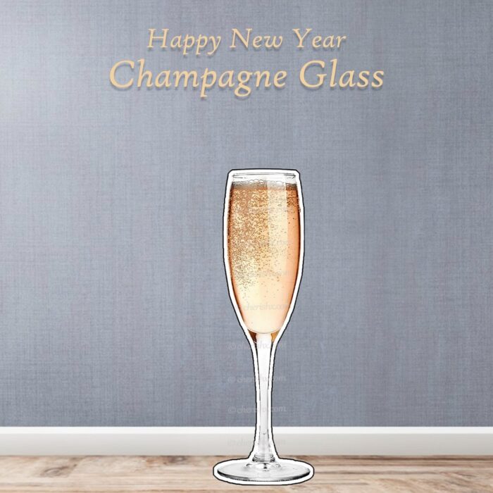 2022 new year celebration champagne glass cutout