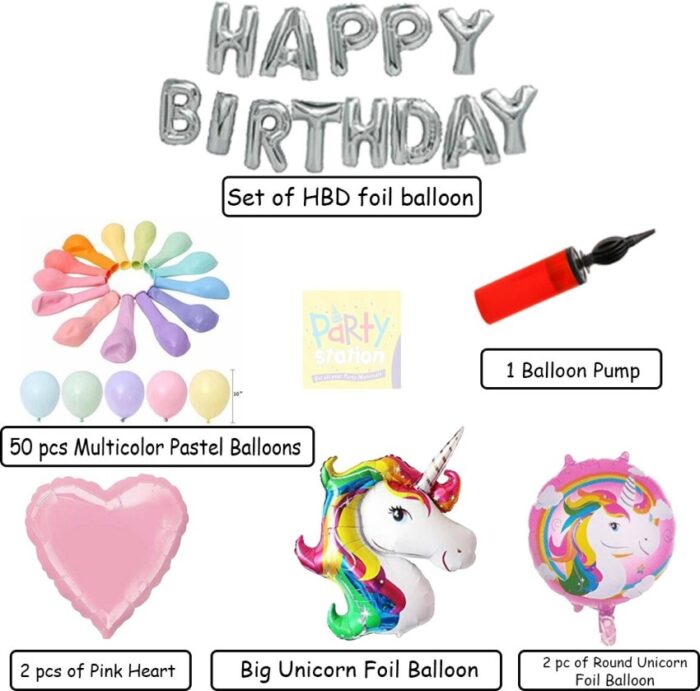 3 69 pack of 69 pcs unicorn kit 1 set of silver happy birthday original imahyuygehe4shfz