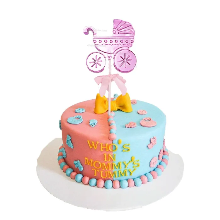 Baby Shower Blue Pink Pram Cake Topper