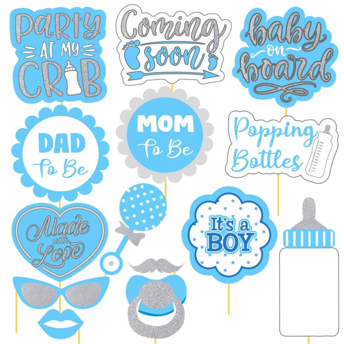 Blue Baby Shower Photo Booth Party Props