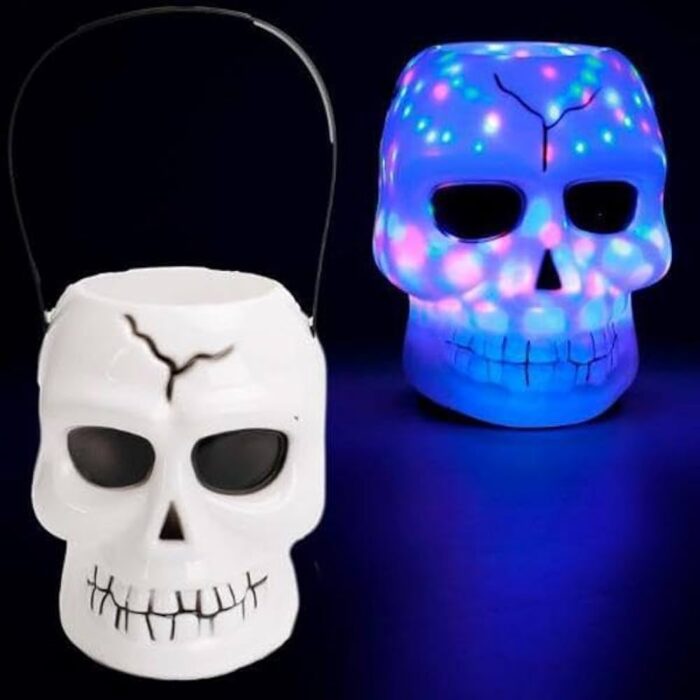 Hanging Skull Basket with Lights