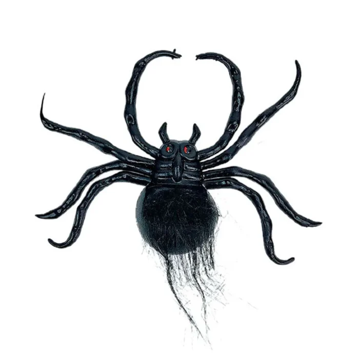 Large Hairy Black Spider Halloween Decoration – 1PC