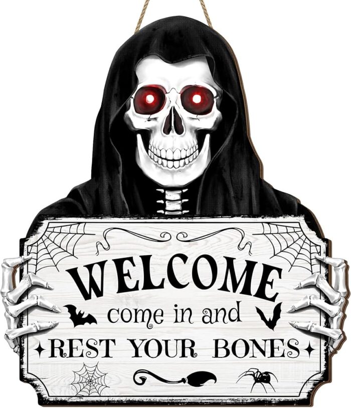 Talking Skeleton Welcome Sign